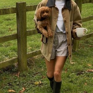 LL Bean Vintage Chore Coat Barn Jacket Tan Womens S